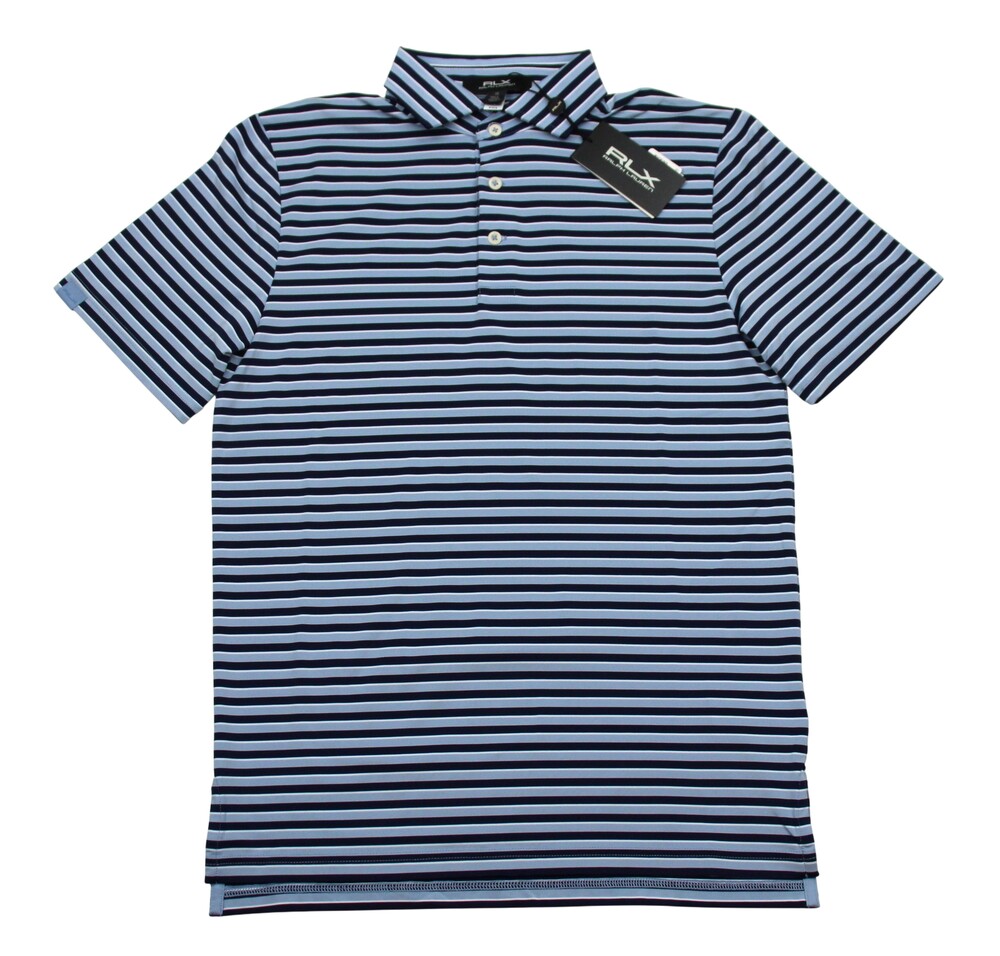 RLX Ralph Lauren Polo Shirt Mens XS Blue Stripe Golf Concept 1 Stretch Jersey